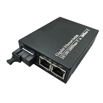 Media Converter 1-נמל 1000M SC סיבים + 2-port Gigabit Ethernet RJ45