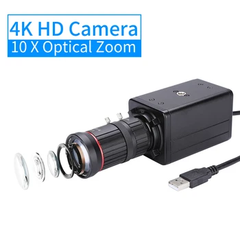 4K HD מצלמה למחשב מצלמה USB מצלמת אינטרנט 10X זום אופטי אוטומטי פיצוי חשיפה Comaptible עם חלונות XP/7/10 לינוקס אנדרואיד