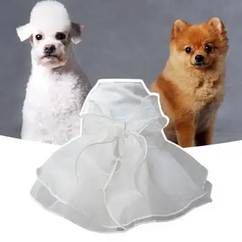 נוח הכלב שמלת טול שמלת חתונה לחיות מחמד שמלת תחרה קשת-קשר נוח הכלב שמלת החתונה גור בגדים