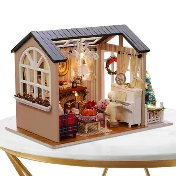 בית בובות מיניאטורי ערכת מיניאטורי DIY ערכות מלאכה למבוגרים לבנות בבית קטן מודל יצירתי חדר הרעיון מתנות לנשים/מתנות לגברים