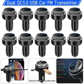 10PCS Bluetooth לרכב משדר FM ידיים רכב חינם ערכת נגן MP3 כפול QC3.0 USB מטען לרכב מתאם TF U דיסק אלחוטית אפנן