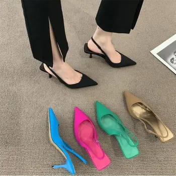 HOUZHOU פגיון נעלי עקבים קטנים אביב בקיץ 2022 מגמה יוקרה משאבות אלגנטי מסיבה סקסית מעצב Harajuku שחור, ורוד, ירוק