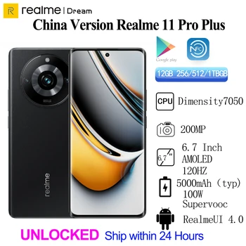 גלובל Rom סמארטפון Realme 11 Pro Plus 5G MTK Dimensity 7050 200MP מצלמת 6.7 אינץ ' AMOLED HDR10+ 5000mAh 100W SuperVOOC NFC OTA