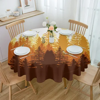 יער צבע מופשט כתום מפת שולחן עמיד למים שולחן קישוט שולחן עגול כיסוי עבור המטבח החתונה הביתה חדר האוכל