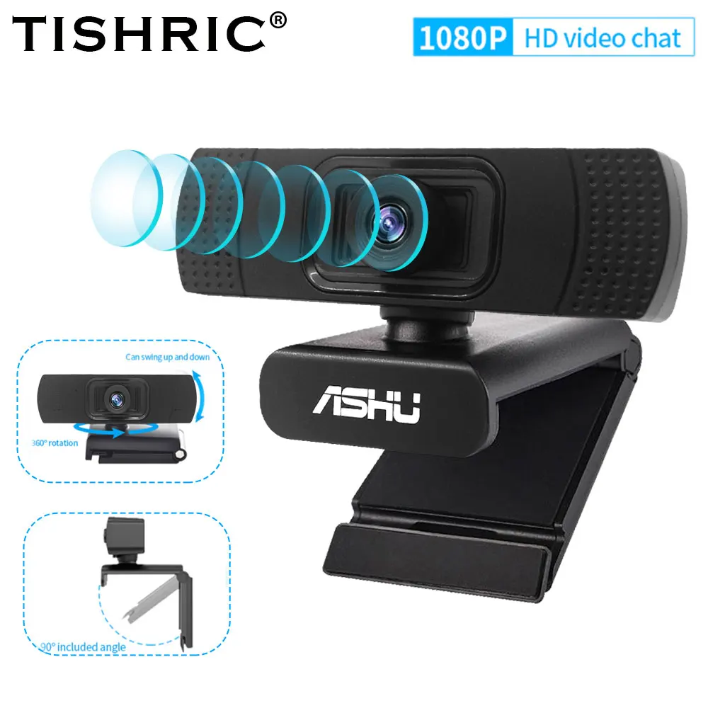 TISHRIC H609 HD 1080P מצלמת 2 מגה פיקסל בפוקוס ידני מצלמה וידאו צ ' אט מצלמת אינטרנט תואמת עבור Mac OS X, Windows 10 8 7 XP - 0