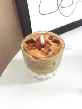 יצירתי נרות ריחניים לאטה כוס קפה מלאכת-יד נר ריחני עם קופסה הביתה קישוט מסיבת יום הולדת יצירתיים מתנה