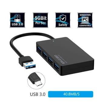4Port USB 3.0 Hub רכזת USB במהירות גבוהה מסוג c ספליטר 5Gbps עבור מחשב אביזרים למחשב Multiport רכזת 4 יציאות USB 3.0 2.0 יציאות