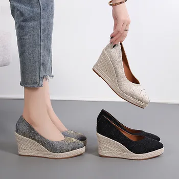 2023 עקבים גבוהים נשים נעלי טריזים אלגנטי בנות מסיבת נעלי המותג נשים משאבות רטרו אישה טריז העקב 8cm