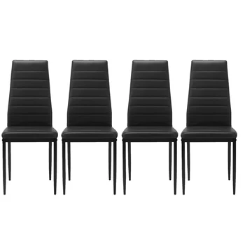 האוכל הכיסא להגדיר עבור 4, גבוהה PU האוכל כיסא מתכת חסון רגל המודרני סלון כיסא בחדר האורחים הכיסא