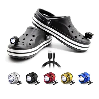 1PCS USB הנעל פנסים קרוקס עמיד למים זוהר אור LED נעלי קישוט אביזרים לריצה הליכה קמפינג מתנה