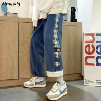 Harajuku מכנסי קורדרוי נשים שיק BF רחוב באגי ספורטיבי אביזרי תלמידות יוניסקס כל משחק אופנה פשוטה ההגירה טלאים