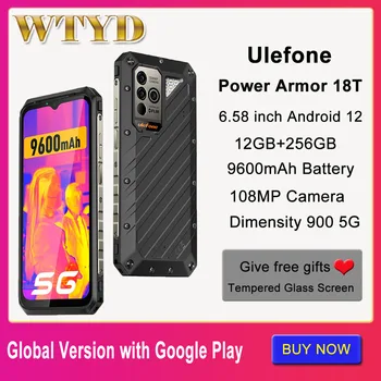 Ulefone כוח שריון 18T 5G מחוספס טלפון 12GB 256GB הדמיה תרמית 108MP המצלמה 9600mAh Dimensity 900 NFC. הגירסה העולמית טלפון