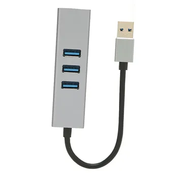 4 יציאת USB3.0 Hub Multiport Plug and Play 5Gbps במהירות גבוהה USB3.מ-0 ל RJ45 רשת מתאם USB תחנת עגינה כסף אפור