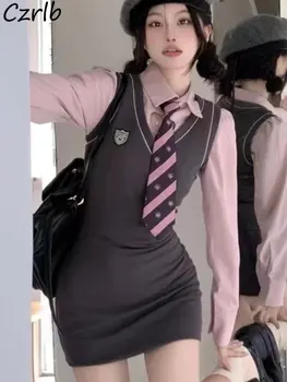 השמלה קבוצות נשים Hotsweet ההגירה קוריאנית אביזרי סגנון סלים שרוולים סרוגים מיני חלול החוצה חולצות סקסיות Y2k תלמיד פשוט משובח