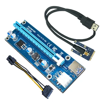 Mini PCI-E PCI Express Extender קמה כרטיס PCIE 1x עד 16x חריץ USB3.0 כבל נתונים SATA כדי 6Pin אספקת חשמל על כריית ביטקוין