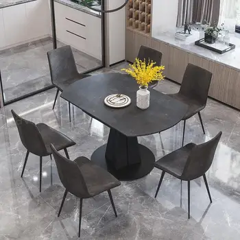 אירופה מרפסת מסתובבת רוק לוח סביב שולחן אוכל מודרני מינימליסטי חדר מגורים דירה קטנה משק הבית שולחן מתקפל