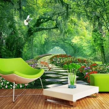 beibehnag מותאם אישית 3d טפט תמונה ציור יער פארק ירוק כביש הסלון, חדר השינה נוף ציור 3d המסמכים דה parede טפט