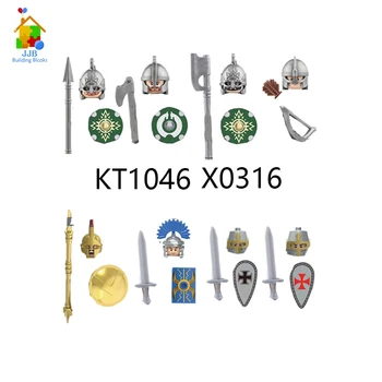 KT1046 X0316 ימי הביניים הרומית רחובות אביר לוחם ספרטני בניית מודל הרכבת הביתה Diy העיר אוסף צעצועים לילדים