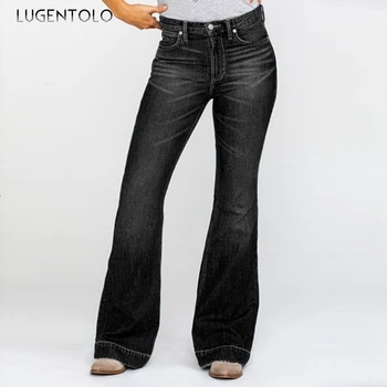 סקיני ג 'ינס סקסי נשים גודל גדול גבוהה המותניים רזה שטף רחוב מולבן נקבה ארוך ג' ינס ישר מזדמנים מכנסיים Lugentolo