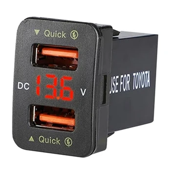 2X 36W מהר מטען לרכב QC3.0 Dual USB מטען מהיר עם אדום מתח עמיד למים מטען לטלפון נייד עבור טויוטה