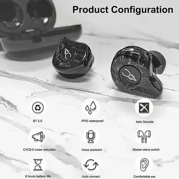 החדש ביותר שיש סדרה Sabbat E12 אולטרה TWS Qualcomm Bluetooth אוזניות 5.0 תמיכה Aptx Wireless אוזניות סטריאו HiFi אוזניות.