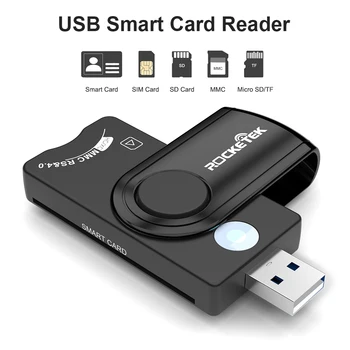 Rocketek CR310 USB 2.0 חכם חיצוניים קורא כרטיסי ה-SIM קורא כרטיסי זיכרון מתאם