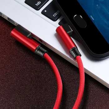 USB Type C כבלים עבור Xiaomi פוקו Samsung S20 S21 טעינה מהירה USB C כבל 90 זווית תואר 2.4 המשחקים, כבל לאייפון MicroUSB