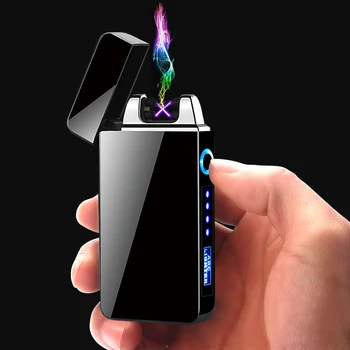 אופנה חדשה סיגריה אלקטרונית נטענת USB מצת, כפול קשת פלזמה קל יותר עם מחוון סוללה