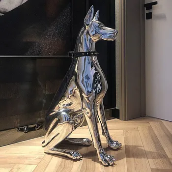 עיצוב הבית פסל כלב דוברמן גדול גודל אמנות פסלי חיות פסלון קישוט חדר שרף פסל Ornamentgift מתנת החג