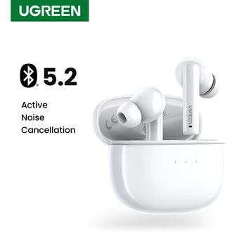 UGREEN HiTune T3 ANC אלחוטית TWS Bluetooth 5.2 אוזניות אוזניות ביטול רעש פעיל, בתוך האוזן מיקרוגרם Handfree הטלפון אוזניות.