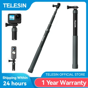 TELESIN 1.2 M 3M סיבי פחמן Selfie מקל להארכה חדרגל עם 1/4 בורג GoPro Insta360 אוסמו פעולה DJI פעולה המצלמה