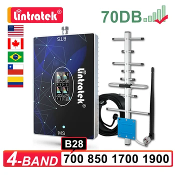 Lintratek 4-להקת הסלולר מגבר 2G 3G 4G 850 1700 1900 700 MHz אות Booster B28 B5, B2 B4 טלפון נייד ברשת מהדר