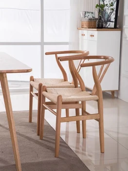 סקנדינביה אוכל עץ מלא כיסאות forDining ריהוט חדר נורדי DesignerArmchair יצירתי משק הבית משענת ChairMC