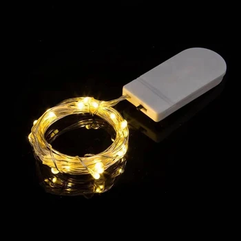 LED כפתור אור מחרוזת אגדות עמיד למים אורות מחרוזת מיני גחלילית אורות מחרוזת סוללות כפתור תיבת גמיש עם כסף חוט