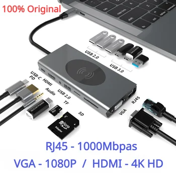 רכזת Usb 4K HD 3.0 תחנת עגינה ל-Usb 3.0 ספליטר מספר יציאות מסוג C פושטי Usb הרציף Concentrator עבור Xiaomi Lenovo Macbook