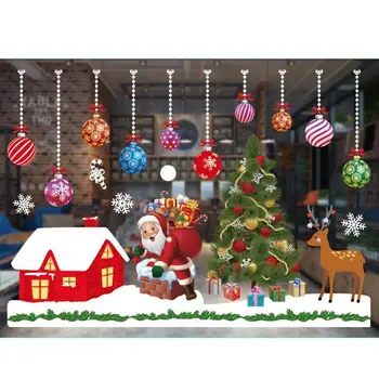 חג המולד שמח חג המולד סנטה קלאוס חלון מדבקות קיר קישוטי חג המולד תליון עבור עיצוב הבית ומבורכת 2022 נואל