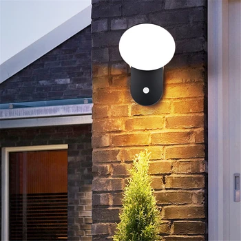 12W LED חיצוני עמיד למים מנורות קיר הגוף האנושי אינדוקציה אור הקיר במרפסת גן אור אלומיניום מנורות קיר מודרני תאורה פנימית