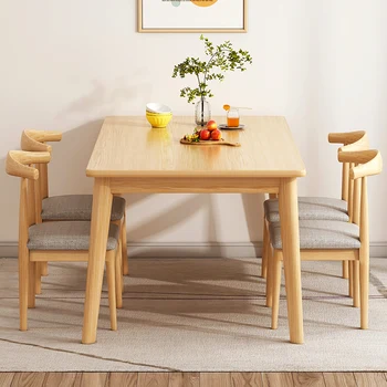 מודרני מעץ מלא שולחן אוכל בעיצוב מרובע נורדי שולחן האוכל והכיסאות סט סלון Mesas דה בג ריהוט למטבח