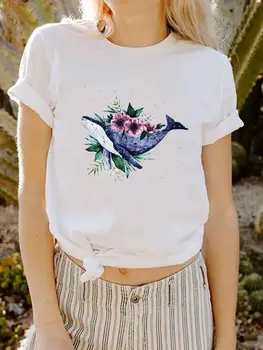 גרפי חולצות טי העליון אופנה נשים פרח דבורה סגנון שנות ה-90 המגמה חמוד הדפס שרוול קצר חולצת טי הקיץ האביב הדפסה בגדים