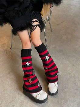 Absobe סרוגים צבע ניגודיות פס מחממי רגליים נשים גרביים מוצק הרגל כיסוי צינור גרביים אמריקאי מזדמן כוסית Y2K תלבושת