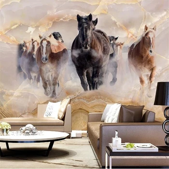 טפט מותאם אישית 3d המסמכים דה parede פועל סוס רקע קיר הסלון, חדר השינה מסעדה ציור обои для стен לא рулонах