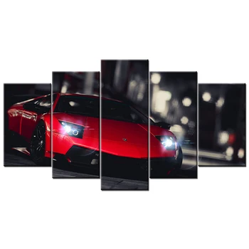 5 חתיכות בד אמנות קיר Aventador Lambo מכונית סופר ציורים HD מודפסים פוסטרים מודולרי תמונות