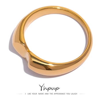 Yhpup נירוסטה אוהב את הלב הטבעת מינימליסטי צבע זהב מתכת חלקה האצבע יצירתיות תכשיטים לנשים עמיד למים