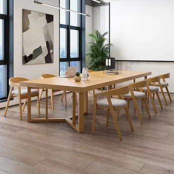 מעץ מלא שולחן שולחן ישיבות שולחן ארוך פשוט הרצועה הארוכה שולחן כיסא משולב
