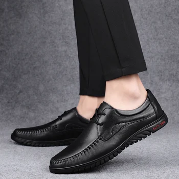 גברים נעליים 2023 חדשה נעליים מזדמנים לנשימה קלאסי עור אמיתי להחליק על נעלי גברים לנשימה הליכה נעלי ספורט גברים נעלי