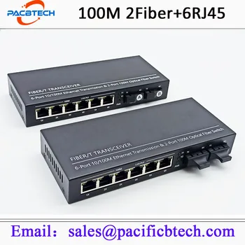 Fast Ethernet סיבים מתג תקשורת ממיר 2Fiber נמל 6RJ45 סיבים נמל אופטי המשדר 20 ק 