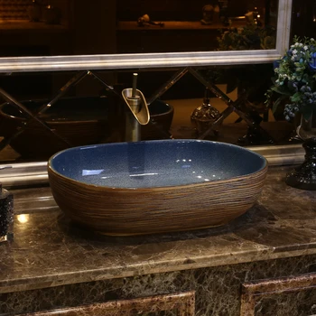 רטרו שולחן כיור עתיק קרמיקה כיור הבין-פלטפורמה אגן אמנות אגן האמבטיה שולחן כיור