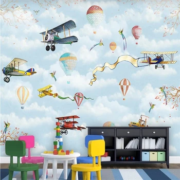 beibehang טפט התאמה אישית 3D ציור קיר מודרני אופנה מצוירים ביד חדר ילדים מצויר חם בלון אוויר רקע קיר