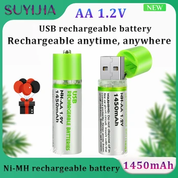 AA 1.2 V Ni-MH נטענת 1450mAh USB סוללה נטענת עבור שליטה מרחוק עכבר שעון מעורר קטן אוהד צעצועים חשמליים