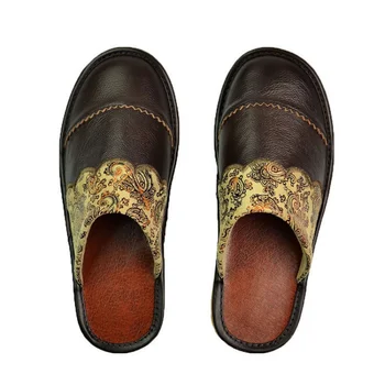 האביב לרקום עור זוגות נעלי גברים מקורה הביתה נעלי יוניסקס חדר זכר נעלי בית פרווה שקופיות חדש החלקה נעל